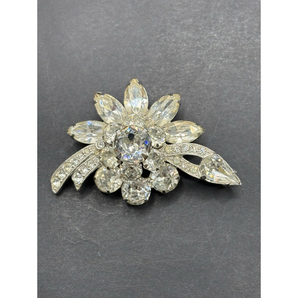 Vintage Eisenberg Crystal "Ice" Brooch Pin Rare Costume H17